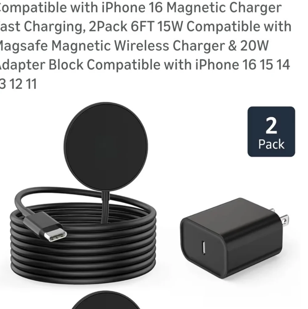 Black Magnetic Wireless Charger 2-Pack